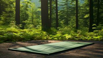a green mat in a forest AI Generated photo
