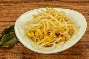 Soy sprout heap in the bowl photo