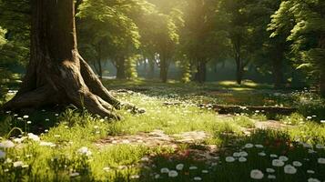 un árbol en un parque ai generado foto