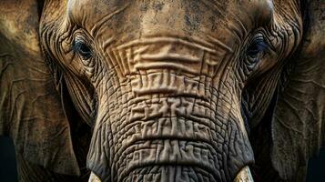 un de cerca de un elefante ai generado foto