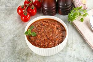 Spanish traditional gazpacho tomato soup photo