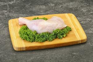 Raw chicken leg for cooking photo