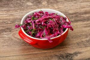 Pickled red cabbage with herbs photo