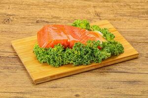 Salmon fillet slice for cooking photo