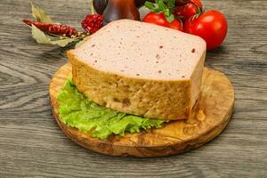 Homemade baked traditional meat loaf photo