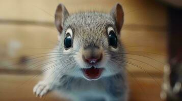 a small rodent with its mouth open AI Generated photo