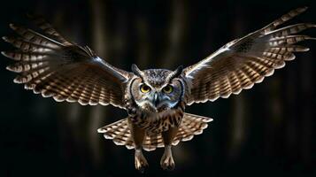 an owl flying in the sky AI Generated photo