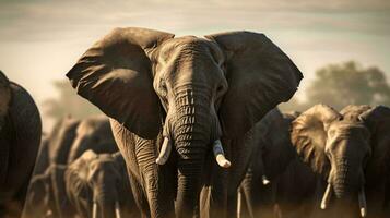 a herd of elephants walking AI Generated photo