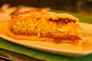 pastel con arroz y queso foto