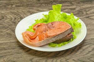 Two pink salmon fish steak photo