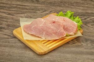 Raw pork steak for cooking photo