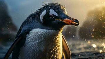 a penguin with a black beak AI Generated photo