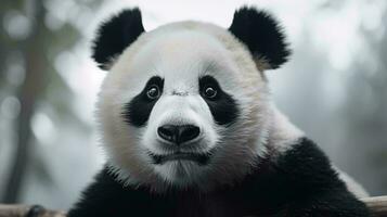 un negro y blanco panda ai generado foto