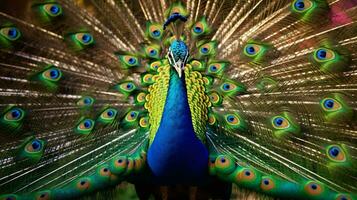 a peacock with its feathers spread AI Generated photo