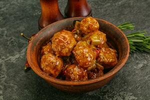 Meat ball in tomato sauce photo