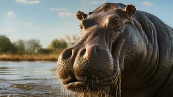 a hippo in water AI Generated photo