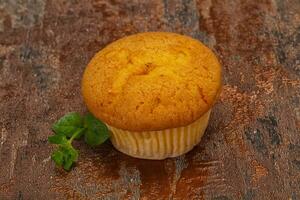 Sweet tasty muffin served mint photo