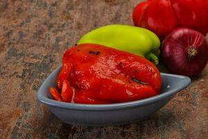 Marinated baked red bell pepper photo