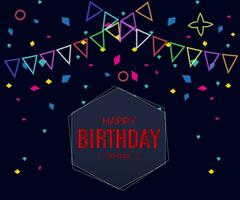 Happy Birthday Neon Text Vector. Happy Birthday neon sign, design template, modern trend design, night neon signboard, night bright advertising, light banner. Editing text neon sign. vector