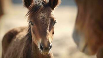 a brown horse with a white nose AI Generated photo