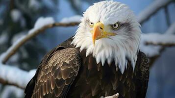 a bald eagle with a yellow beak AI Generated photo