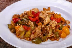 Roasted pork with vegetables photo