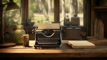 un máquina de escribir en un mesa ai generado foto