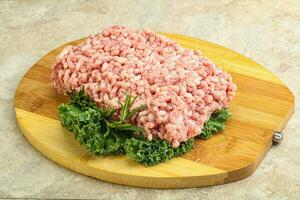 carne picada de cerdo cruda para cocinar foto