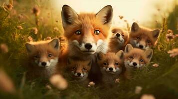 a group of foxes AI Generated photo