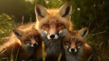 a group of foxes AI Generated photo