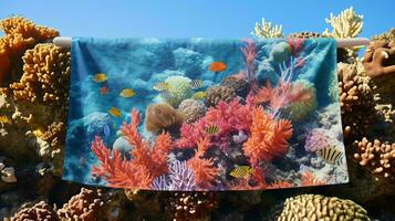 a fish tank with coral and fish AI Generated photo