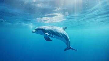 un ballena nadando en el agua ai generado foto