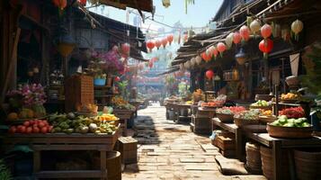 a market with lots of fruits AI Generated photo