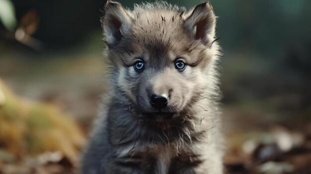 un cerca arriba de un lobo ai generado foto