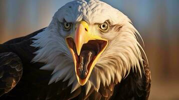 a bald eagle with its mouth open AI Generated photo