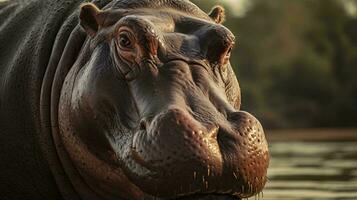 a close up of a hippo AI Generated photo