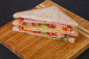 Club sandwich with ham and cheese photo