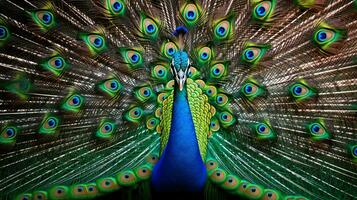 a peacock with its feathers spread AI Generated photo