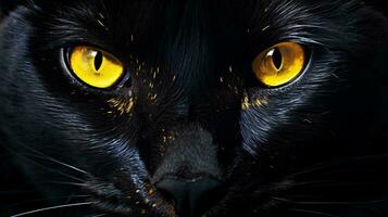 close up of a cat's face with yellow eyes AI Generated photo