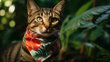 a cat wearing a scarf AI Generated photo