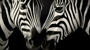 a group of zebras stand next to each other AI Generated photo