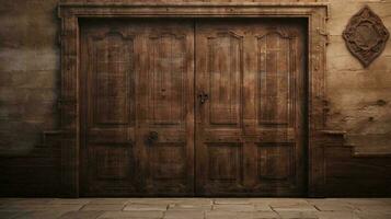 a wooden door with a design on it AI Generated photo