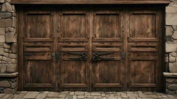 a wooden door with a handle AI Generated photo