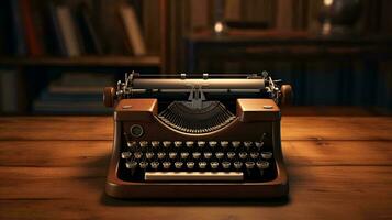 un máquina de escribir en un mesa ai generado foto