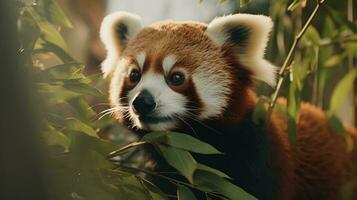 a red panda in a tree AI Generated photo
