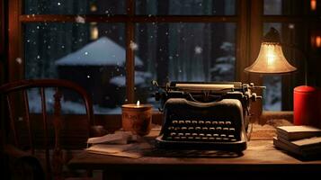 a typewriter on a table AI Generated photo