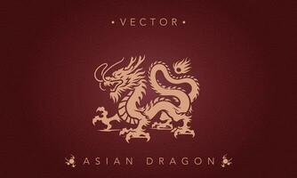 Asian traditional dragon pattern ancient Chinese dragon vector