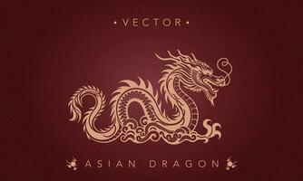 Asian traditional dragon pattern ancient Chinese dragon vector