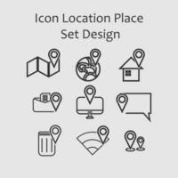 Line icons set of location and navigation. Outline vector illustration.