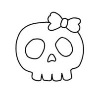 Simple hand drawn halloween ghost skull black outline vector design isolated on white background